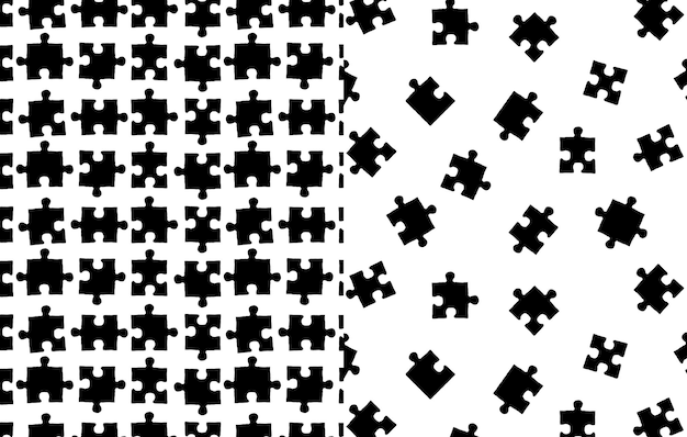 Set van vector naadloze patroon handgetekende doodle schets puzzelstukken Ontwerp voor drukkerij