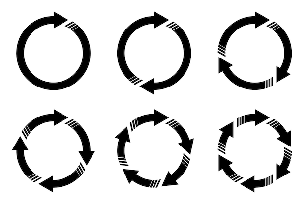 Vector set van vector pijlen cirkel infographic roterende elementen met 1 2 3 4 5 6 stappen