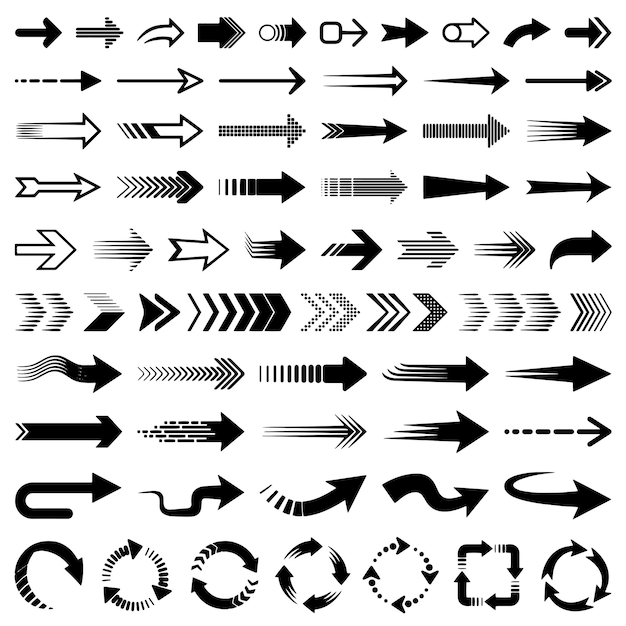 Set van vector pijlen Verschillende vormen van pijlen ontwerp elementen icoon set