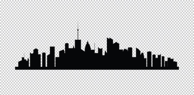 Set van vector steden silhouet nacht stad op transparante background
