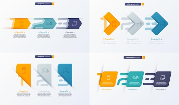 Set van vectornummer infografische sjabloon samengesteld uit labels