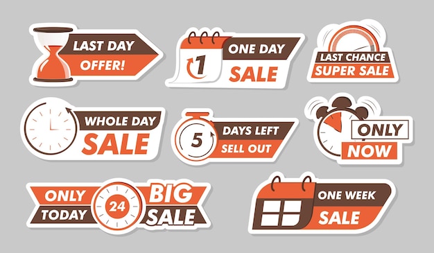Set van verkoop stickers iconen