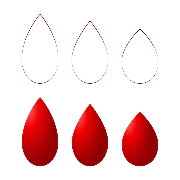 Set van verschillend gevormde rode bloeddruppels
