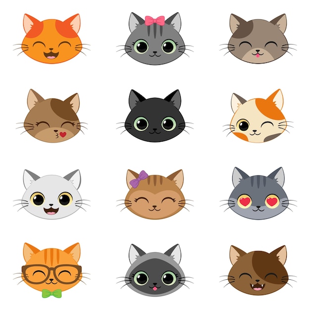 Vector set van verschillende cartoon katten