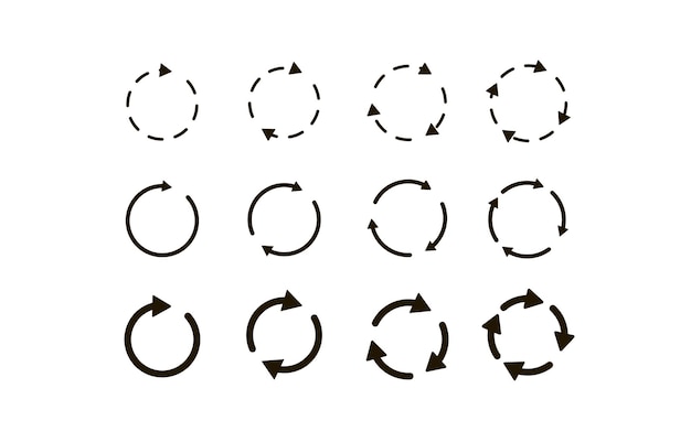 Set van verschillende cirkelvormige pijlen