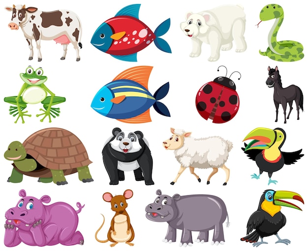 Set van verschillende dieren cartoon