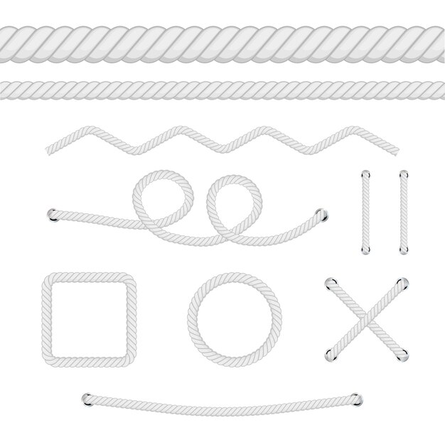 Vector set van verschillende diktekabels op wit wordt geïsoleerd.