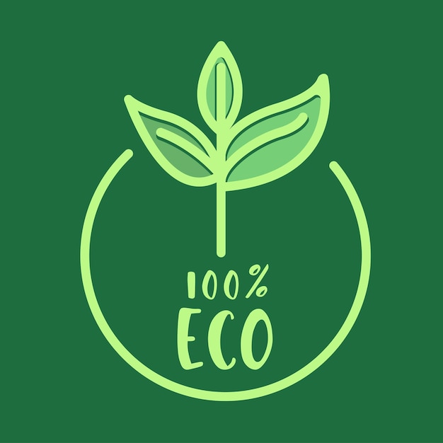 Set van verschillende eco-vriendelijke 100 procent groene badges met blad.