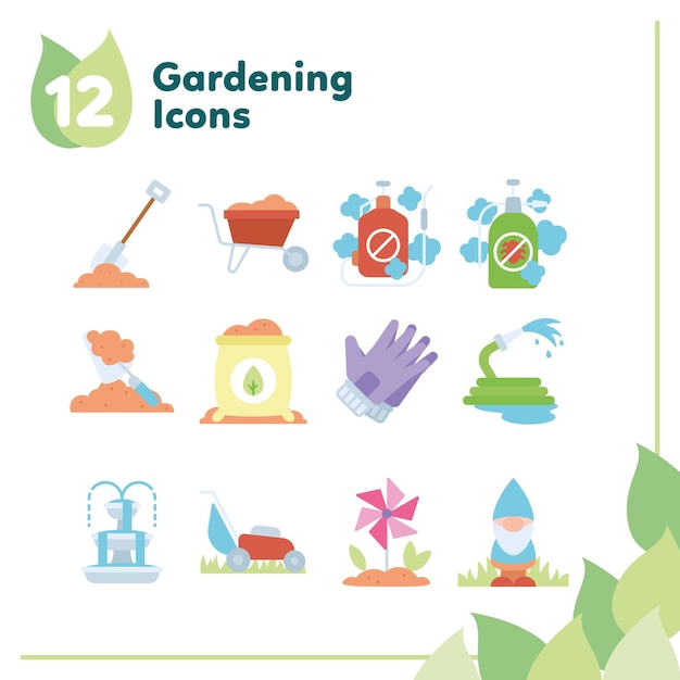 Set van verschillende gekleurde tuinieren iconen Vector