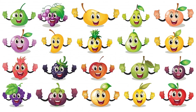 Set van verschillende gelukkig fruit