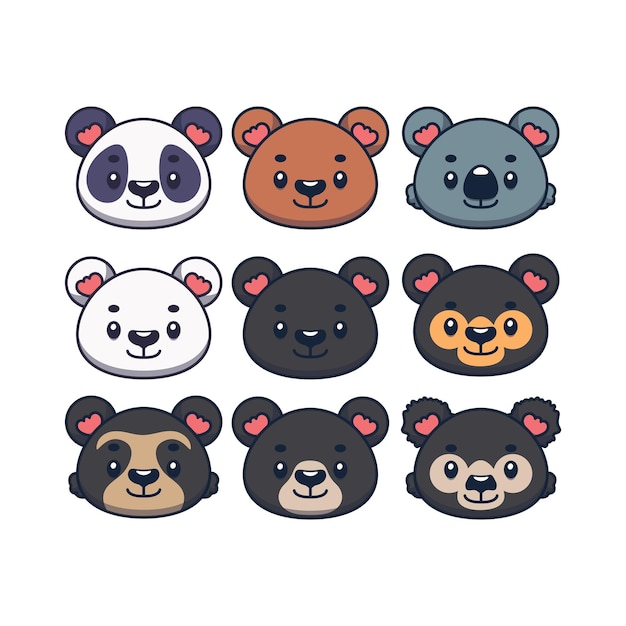Vector set van verschillende gestileerde beer iconen