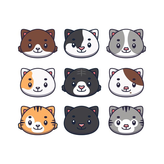 Vector set van verschillende gestileerde katten iconen