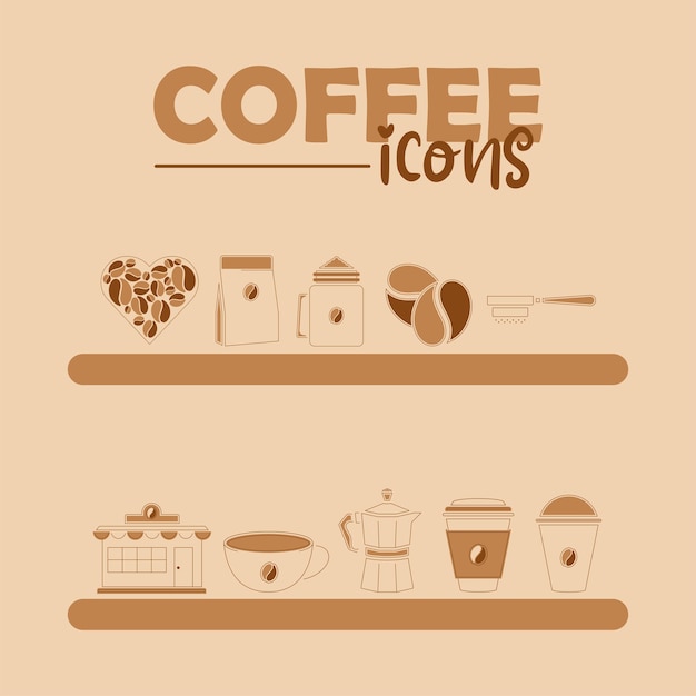 Set van verschillende koffie iconen vectorillustratie