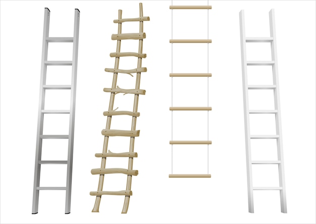 Set van verschillende ladders