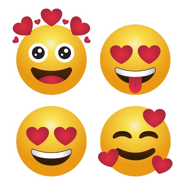 Set van verschillende liefdeshart-emoji's