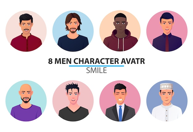 Set van verschillende mannen avatars en portretten.