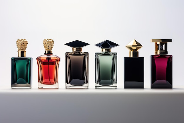 Set van verschillende parfums geïsoleerd op wit