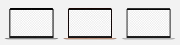 Set van verschillende realistische laptop met leeg scherm op een transparante achtergrond