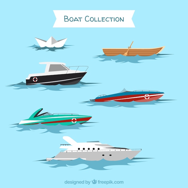 Set van verschillende soorten boten