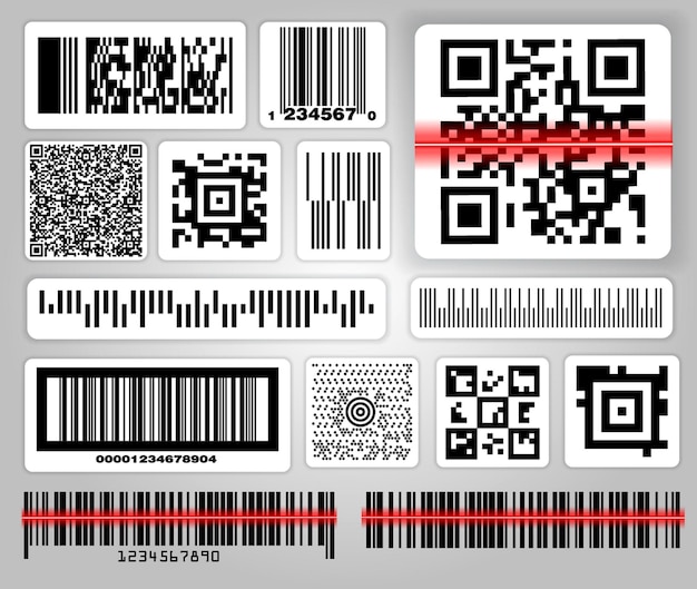 set van verschillende streepjescodes of een set streepjescodes voor verpakkingslabels of qr-codes
