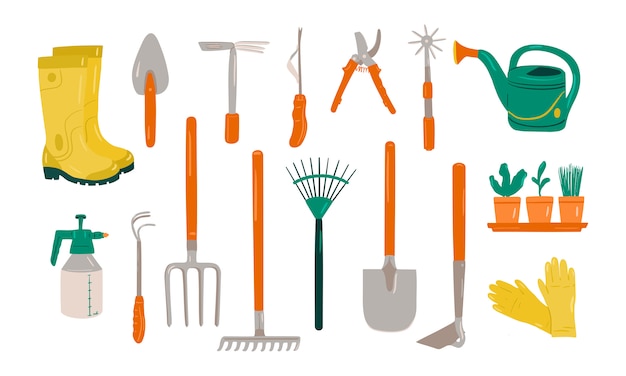 Vector set van verschillende tuinartikelen