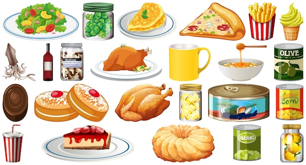 Vector set van verschillende voedingsmiddelen