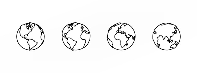 Set van verschillende weergave van globe wereldkaart illustratie