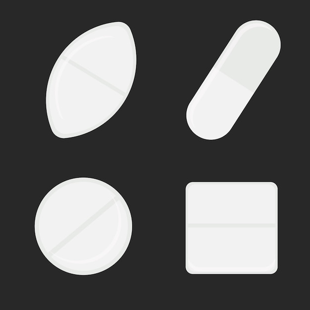 Set van verschillende witte platte geïsoleerde nat e tabletten Vectorillustratie