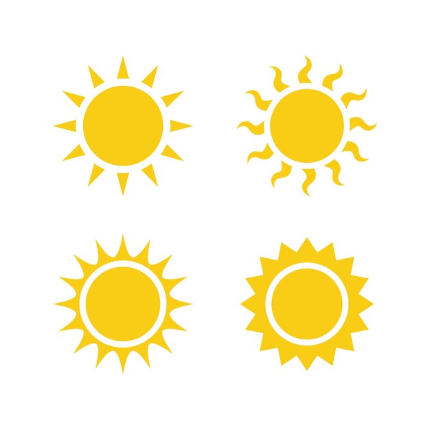 Set van verschillende zon iconen vector op witte achtergrond