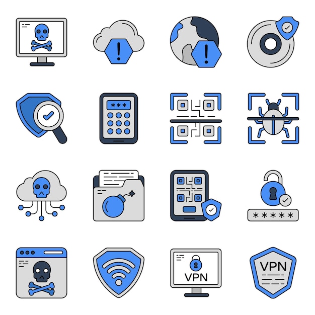 Set van versleutelde platte pictogrammen