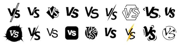 Set van versus letters VS vectorteken voor gamesontwerp