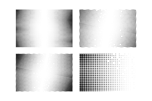 Set van verticale gradiënt grunge halftone stippen textuur vector achtergrond