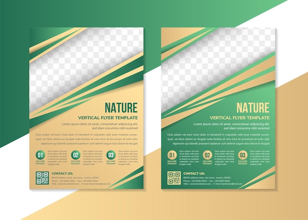 Set van verticale lay-out van flyer ontwerpsjabloon voor natuur diagonale vorm voor ruimte voor foto