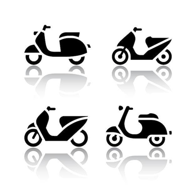 Set van vervoer pictogrammen - scooters en bromfietsen