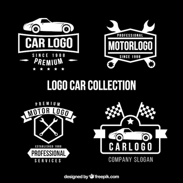 Vector set van vier auto logo's in plat design