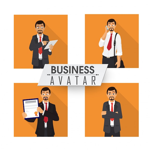 Set van vier business avatar.