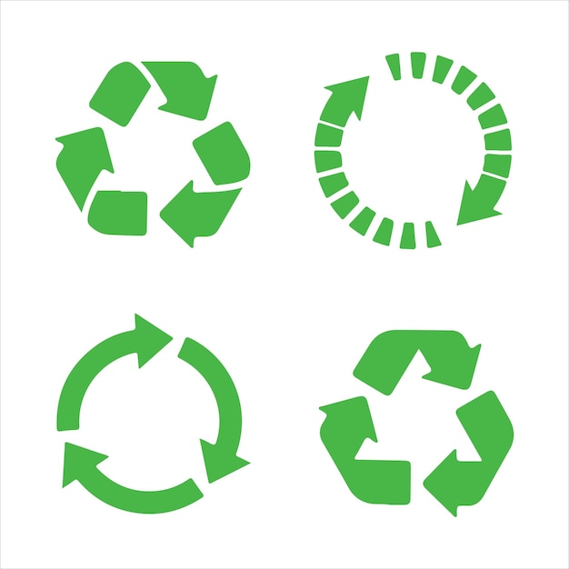 Set van vier groene recyclingborden