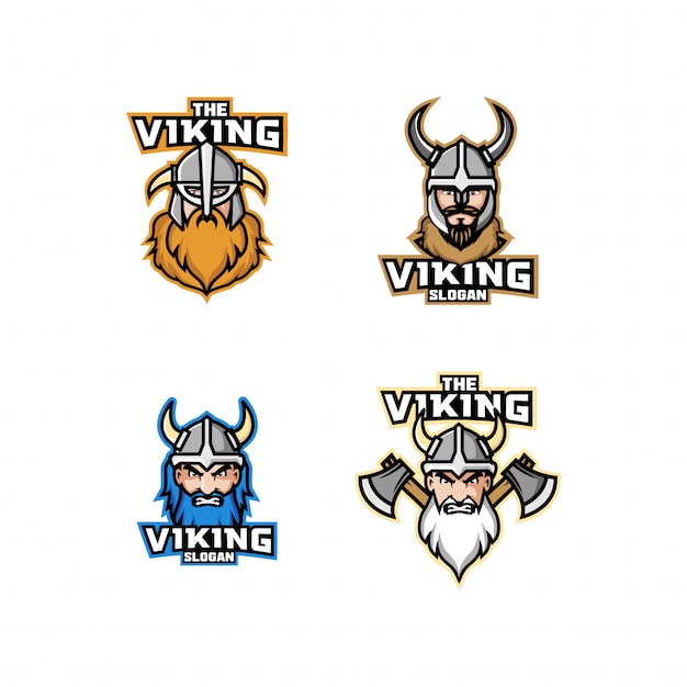 Vector set van viking hoofd logo