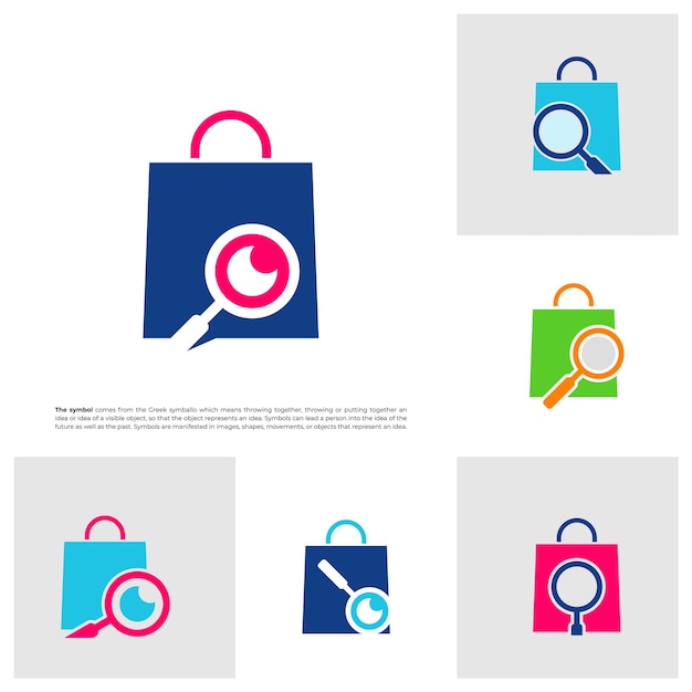 Set van vind winkel logo vector winkel zoeken logo ontwerpsjabloon concept creatief eenvoudig pictogram symbool