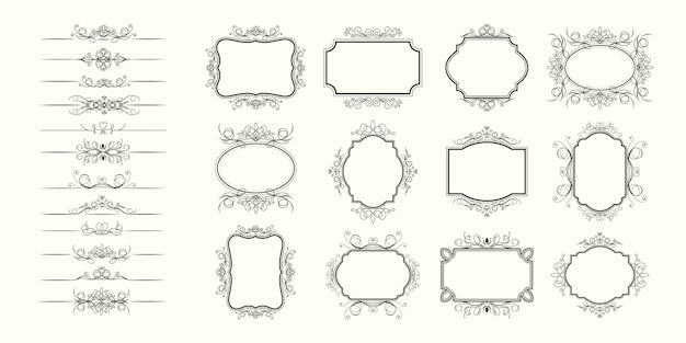 Set van vintage decoratieve kalligrafische ornamentele randen en frame Elegante florale ornamentale randen