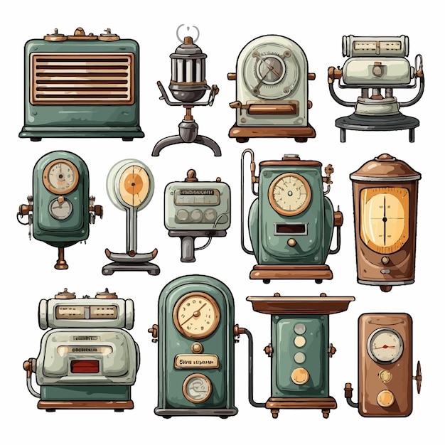 Vector set van vintage elektrische machine