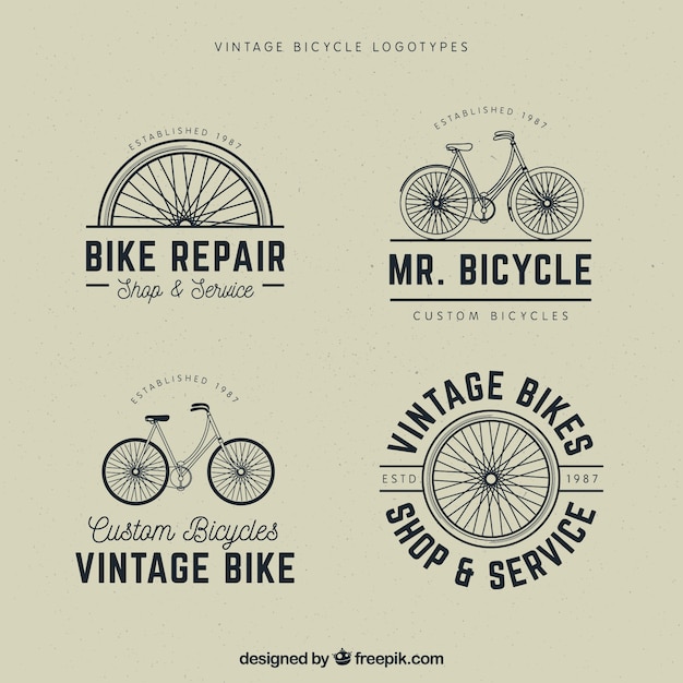 Set van vintage fietslogo's