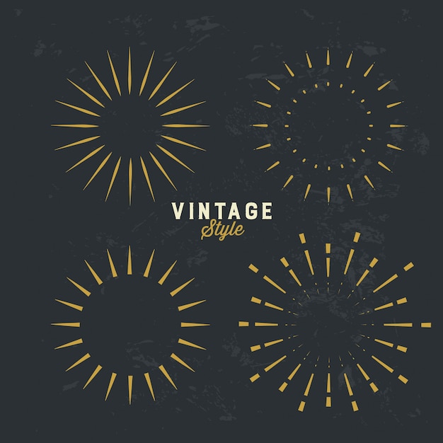 Set van Vintage gouden sunburst ontwerpelement