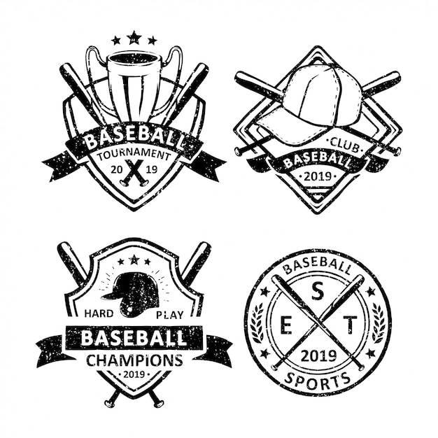 Set van vintage honkbal badges, emblemen en logo