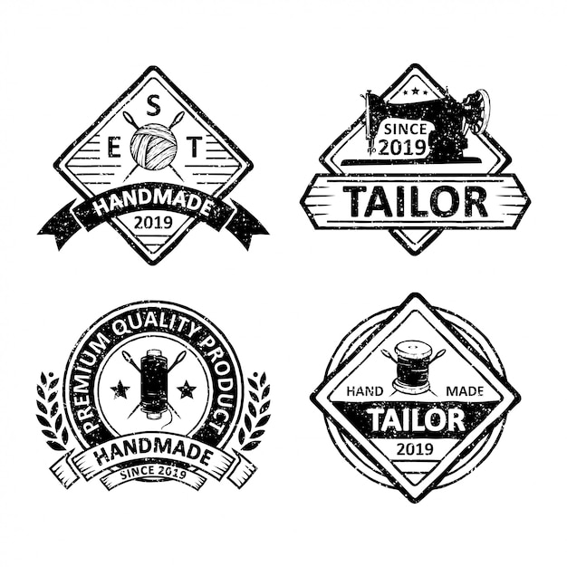 Set van vintage kleermaker badges, emblemen en logo