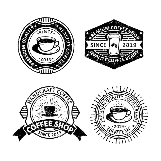 Set van vintage koffie badges etiketten, emblemen en logo