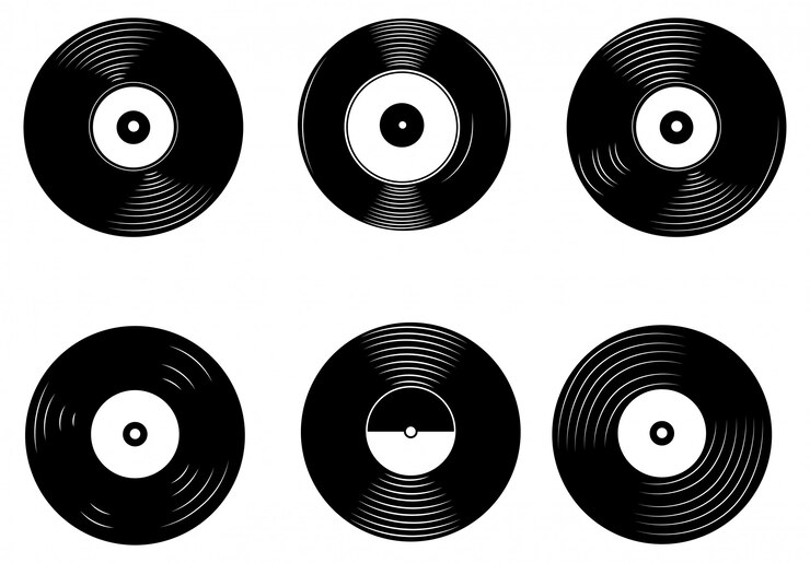 Vector set van vinylplaten. collectie van retro-stijl schijf. retrosound-drager.