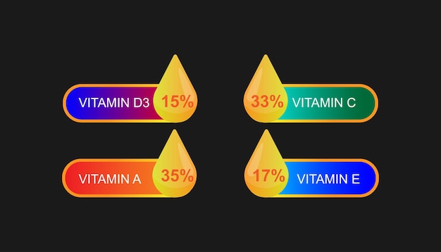 Set van vitamine informatie gegevens sjabloon vector