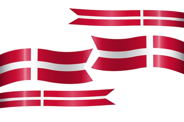 set van vlag lint met de kleuren van Denemarken voor onafhankelijkheidsdag viering decoratie