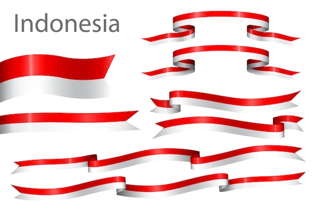 set van vlag lint met de kleuren van Indonesië voor onafhankelijkheidsdag viering decoratie